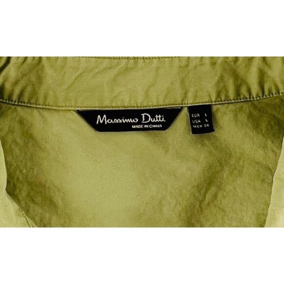 Massimo Dutti Women's Long Sleeve Olive Green Shirt Size Large Button Down - Picture 2 of 4